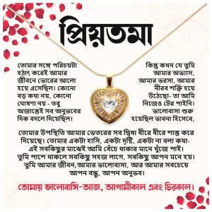 হৃদয়ের ঠিকানা প্রিমিয়াম হার্ট নেকলেস গিফট বক্স – মেসেজ কার্ডসহ |