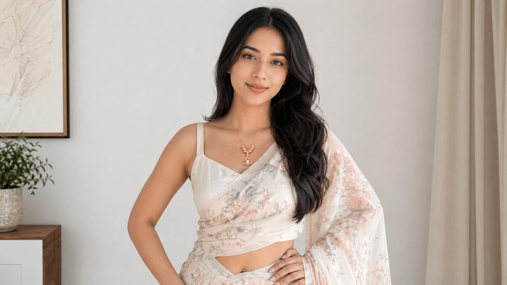 শাড়িতে নেকলেস